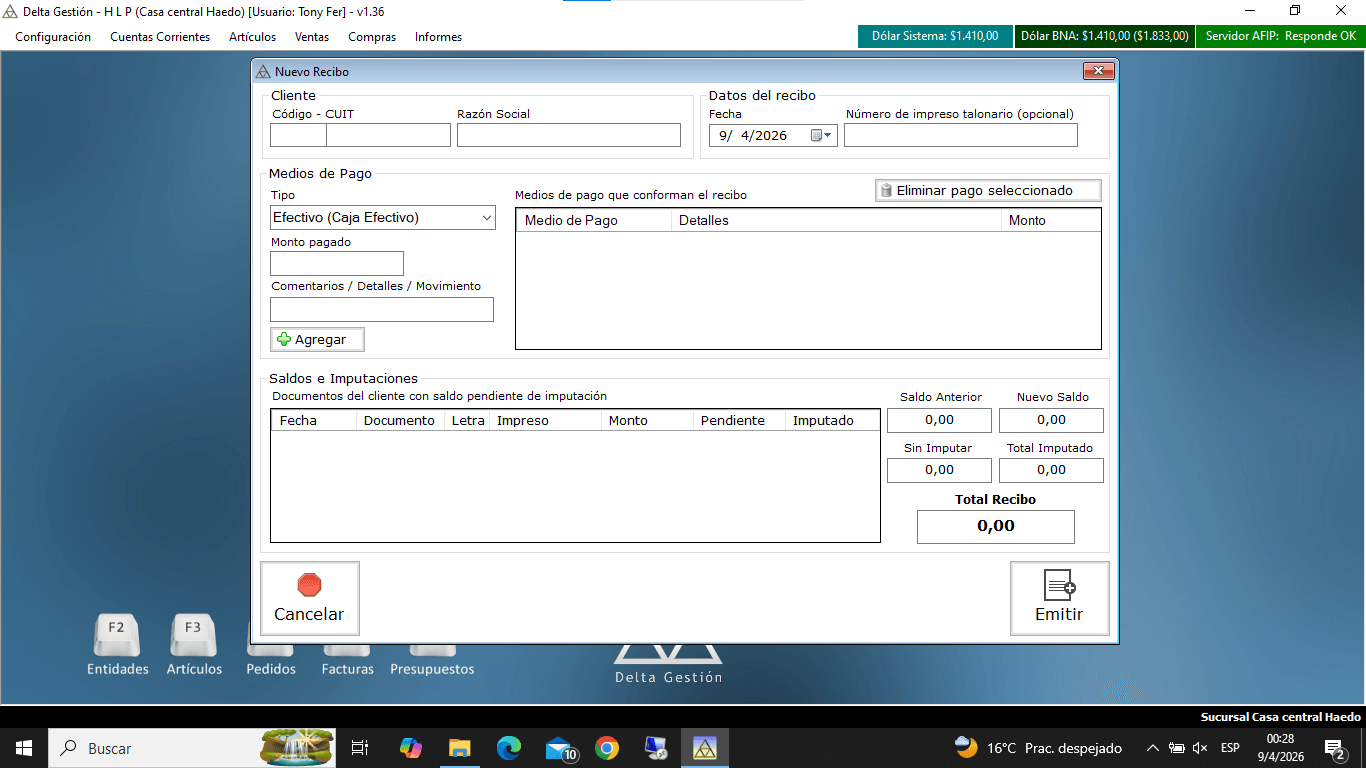 Emitir un recibo