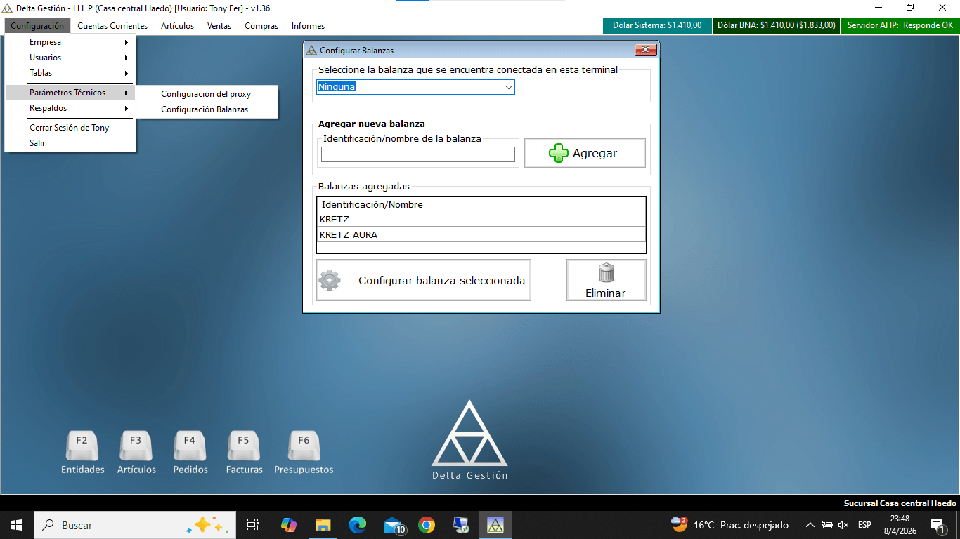 Configuración Balanzas