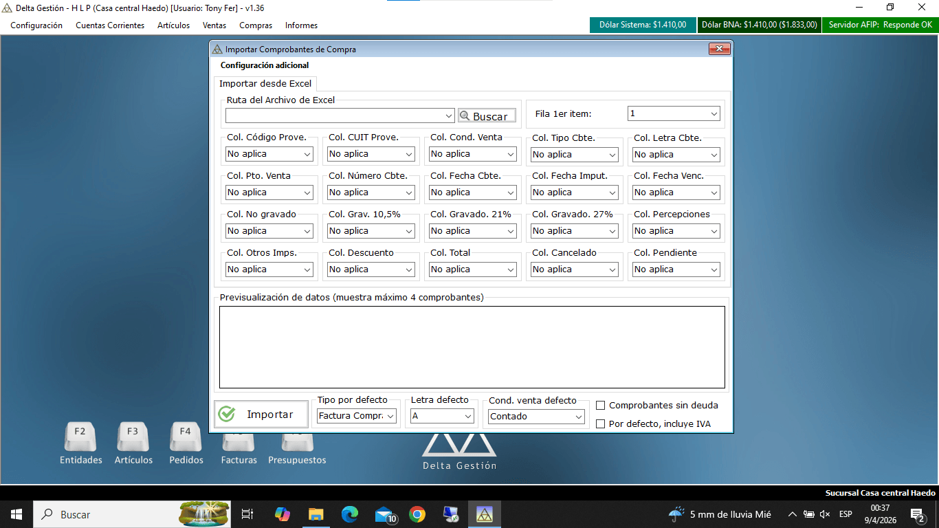 Importar Comprobantes