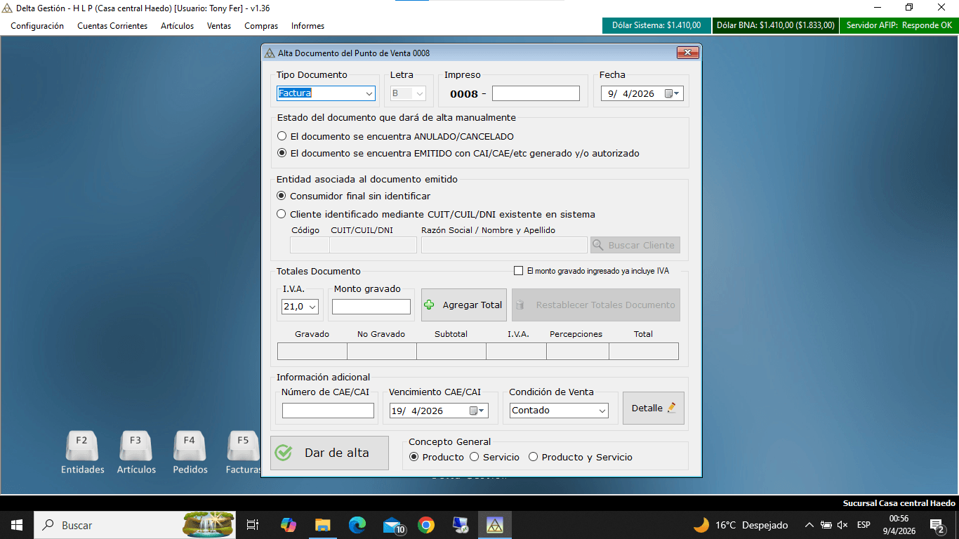 Alta Documento